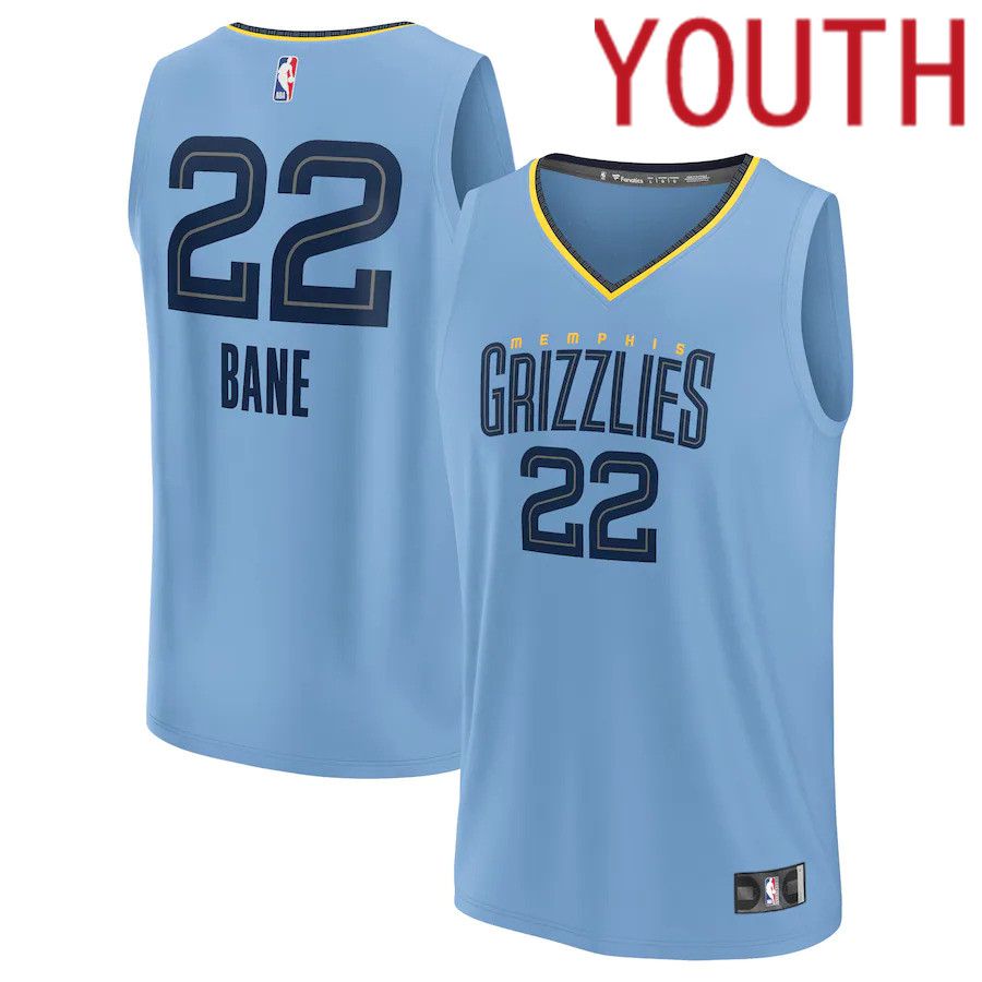 Youth Memphis Grizzlies 22 Desmond Bane Fanatics Branded Light Blue Statement Edition 2022-23 Fast Break Player NBA Jersey